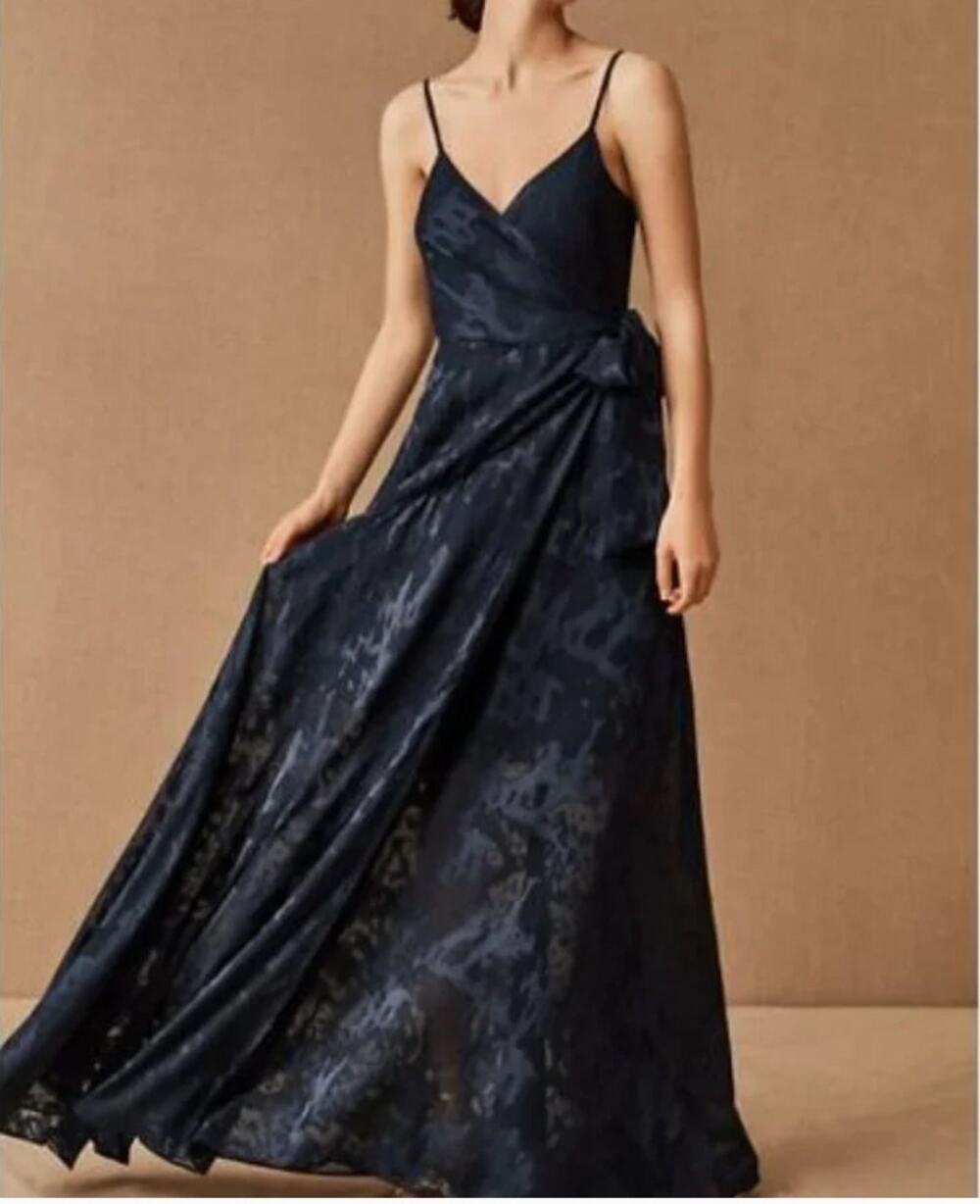NWT HUTCH Anthropologie Navy Alden Wrap Maxi Dress (M)